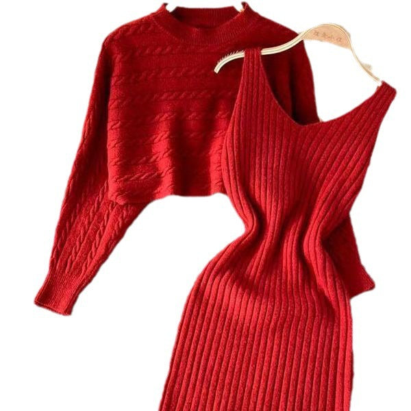 Damen Strickkleid- und Pullover-Set Drune