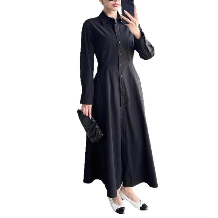 Damen Hemdkleid mit eleganter Knopfleiste und taillierter Figur Drune