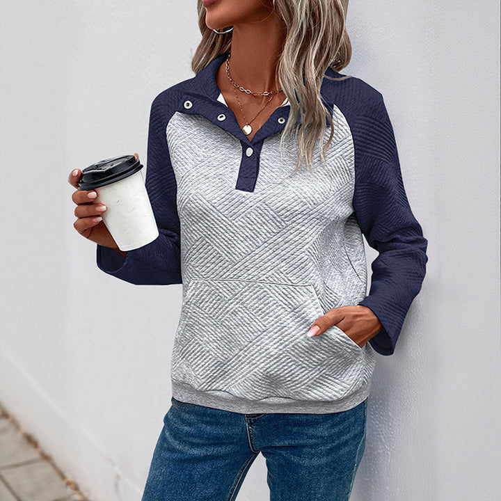 Damen Modischer Sweatshirt mit abnehmbarem Kragen Drune