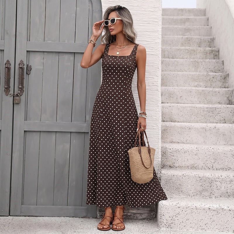 Damen Trendiges Maxikleid mit Punkten Drune