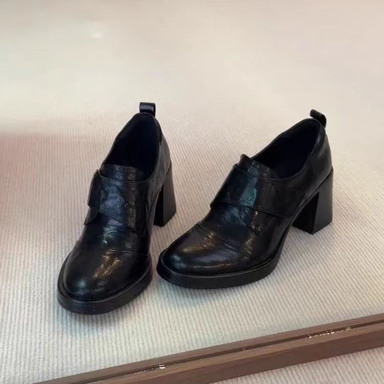 Damen Monkstrap-Loafer mit breitem Riemen und skulpturiertem Blockabsatz Drune