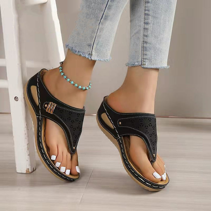 Damen nan ergonomische orthopädische Zehensteg-Sandalen mit gepolstertem Fußbett Drune