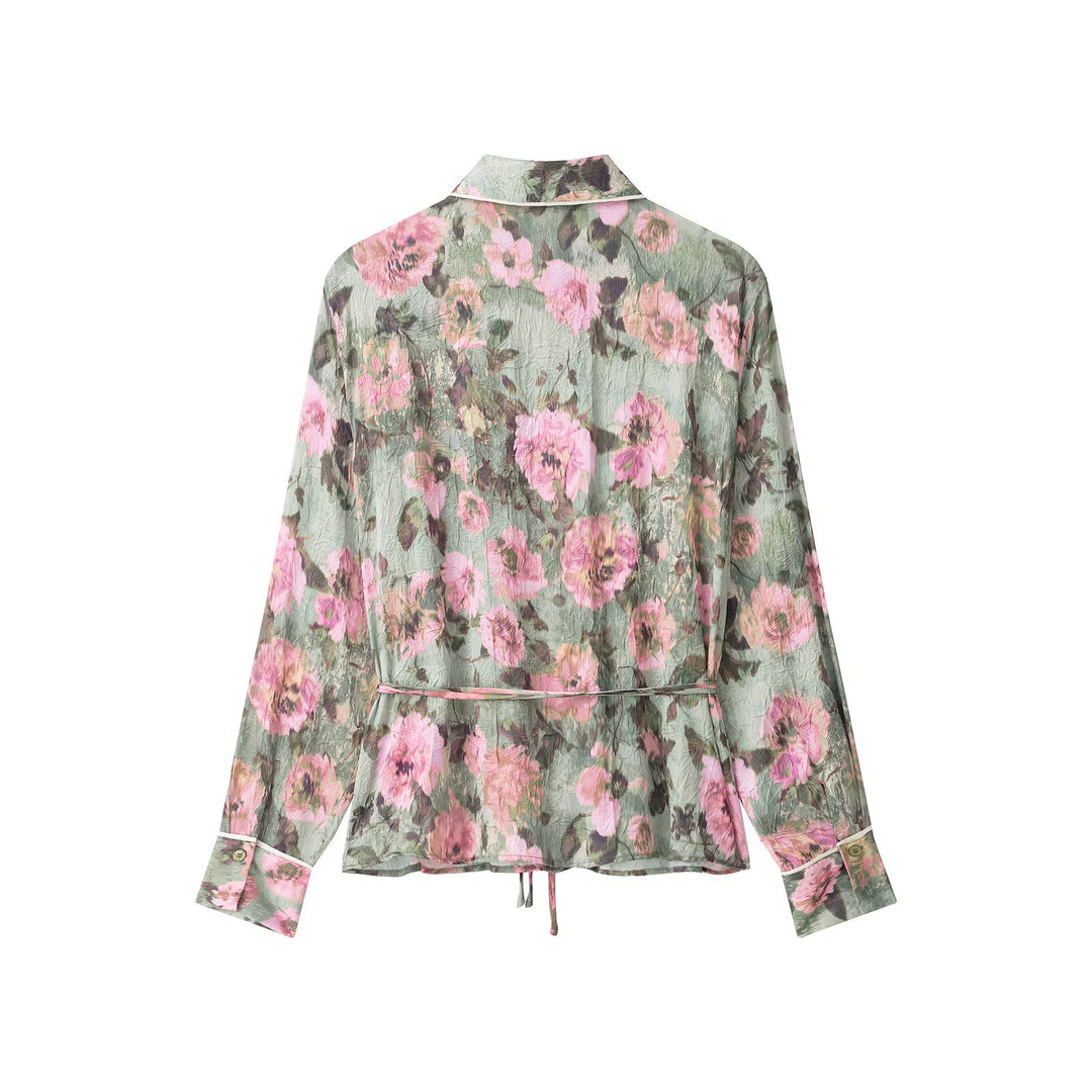 Damen Weite Plissee-Hose mit Blumenprint und elastischen Bündchen Drune
