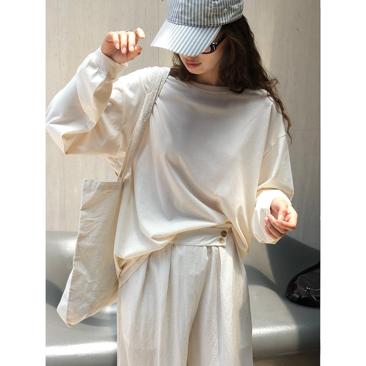 Damen Leichtes Relax-Sweatshirt aus Baumwoll‑Jersey mit überschnittener Schulter und gerundetem Saum Drune