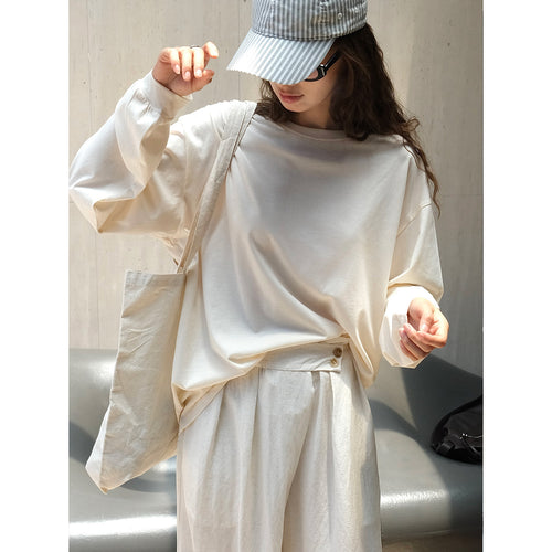 Damen Leichtes Relax-Sweatshirt aus Baumwoll‑Jersey mit überschnittener Schulter und gerundetem Saum Drune
