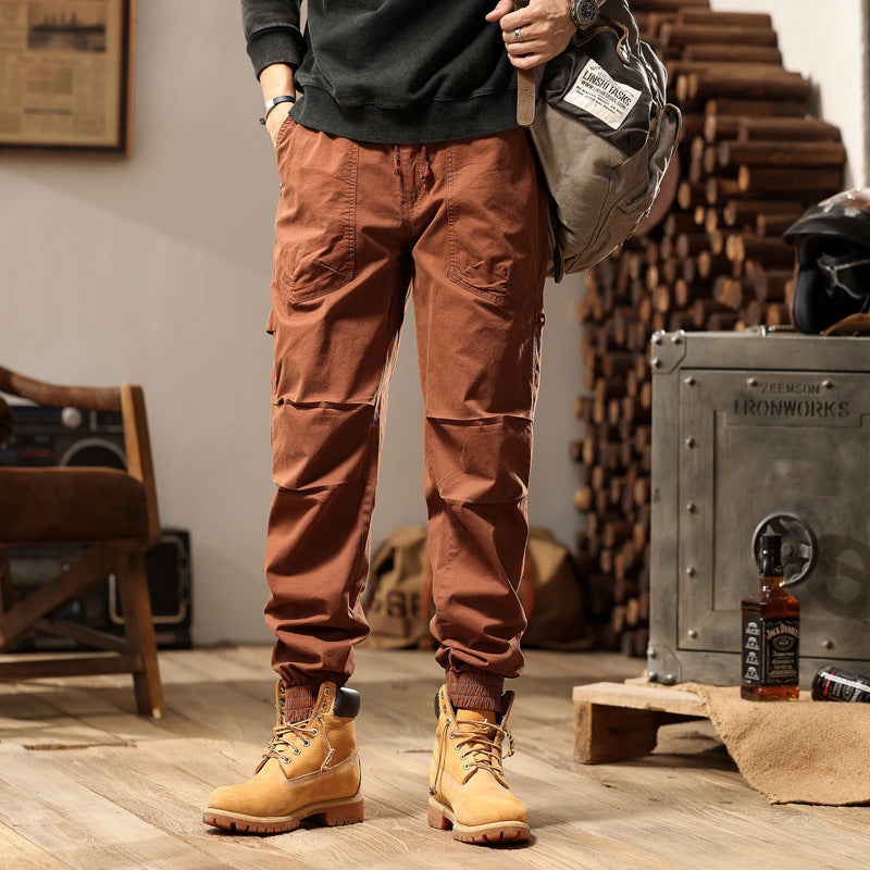 Herren Outdoor-Arbeitshose im Joggerstil mit elastischem Komfortbund, aufgesetzten Rundtaschen und Knöchelreißverschluss Drune