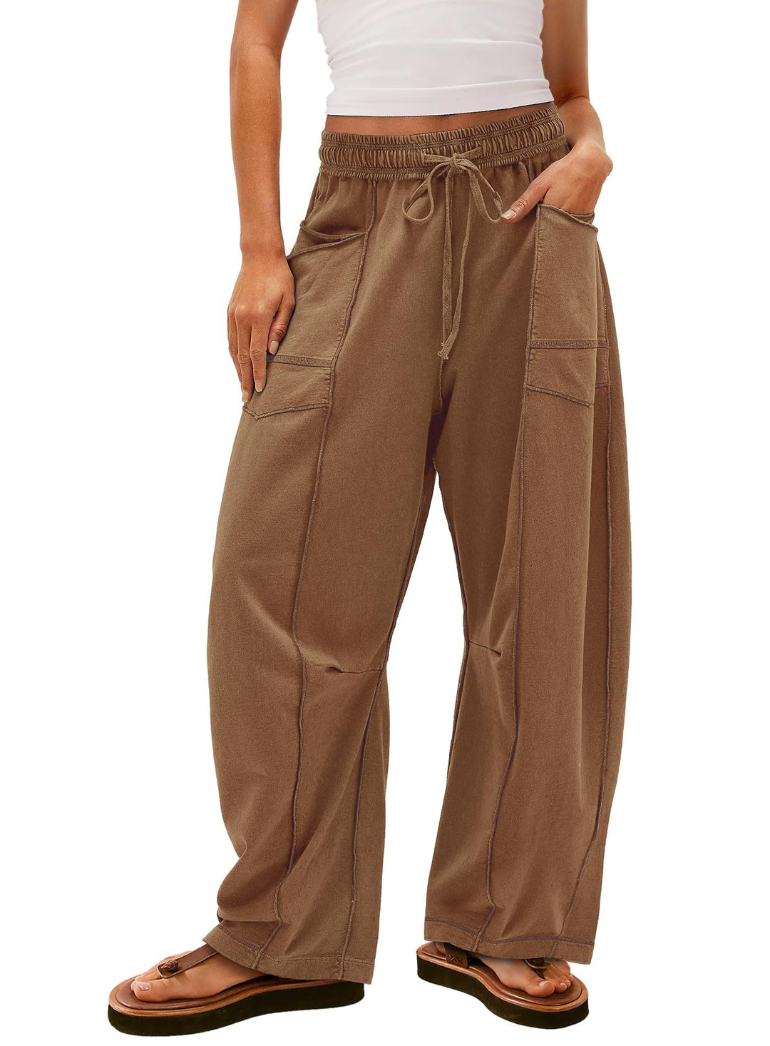 Damen Gemütliche und lässige Freizeithose mit großen Taschen Drune