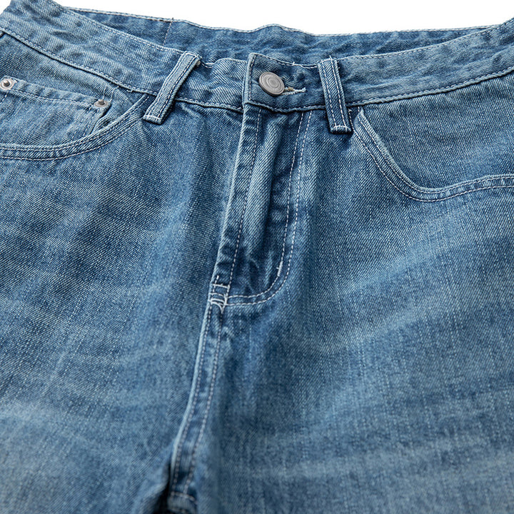 Damen High‑Waist Relaxed‑Fit Jeans mit weitem Bein, umgeschlagenem Saum und karierter Innenfutter Drune