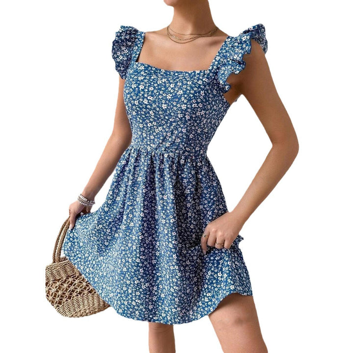 Damen Sommerliches Kleid mit Rüschendetails und Quadrat-Ausschnitt Drune