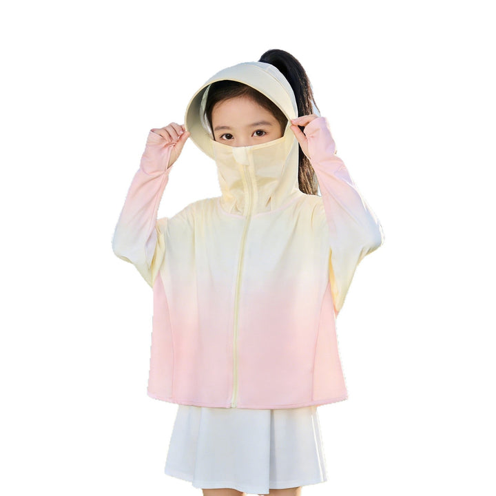 Unisex nan Kinder UV-Schutz-Sonnenjacke mit verlängerter Rückenpartie, Kapuze und Daumenlöchern  Drune
