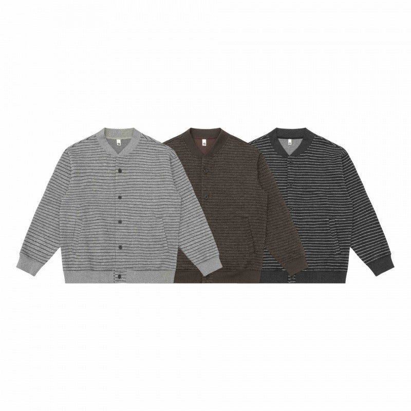 Herren Strukturiertes Strick-Cardigan mit Druckknopfleiste und geripptem Saum Drune