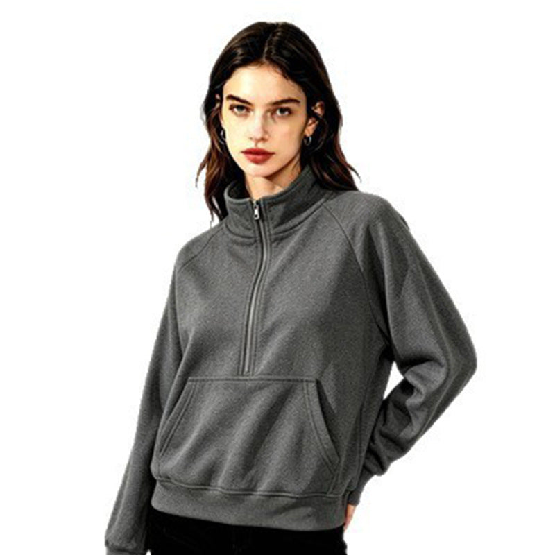 Damen Sportlicher Kapuzenpullover mit Stehkragen Drune