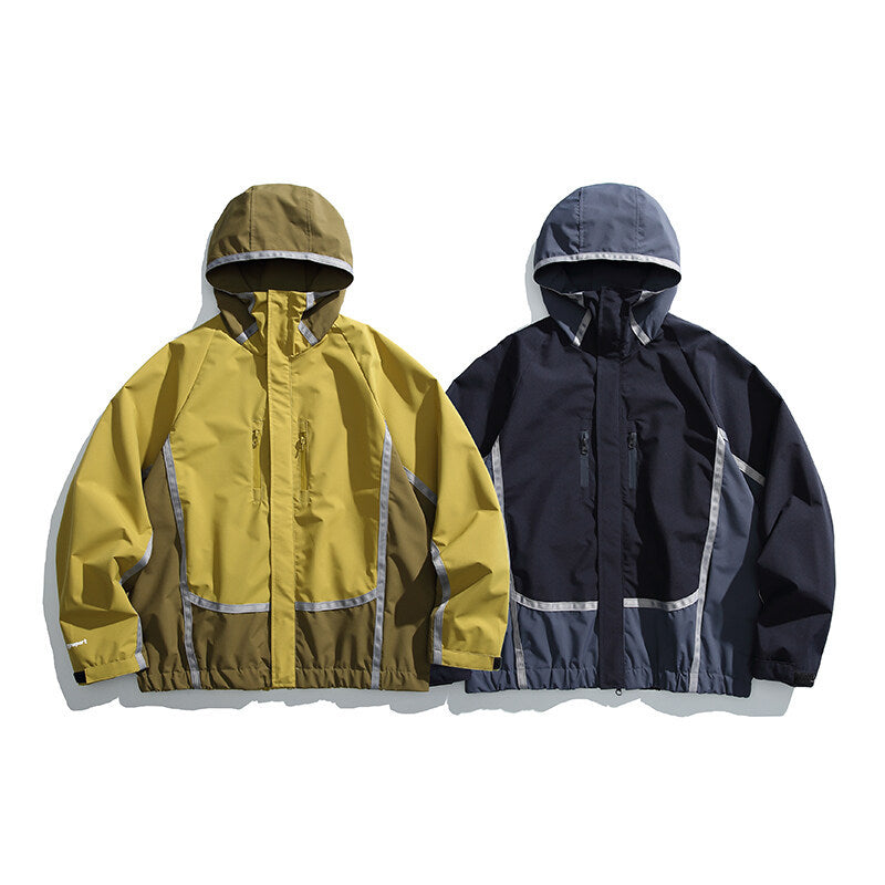 Unisex Wasserabweisende technische Kapuzenjacke mit Reflektorpaspeln und elastischem Saum Drune