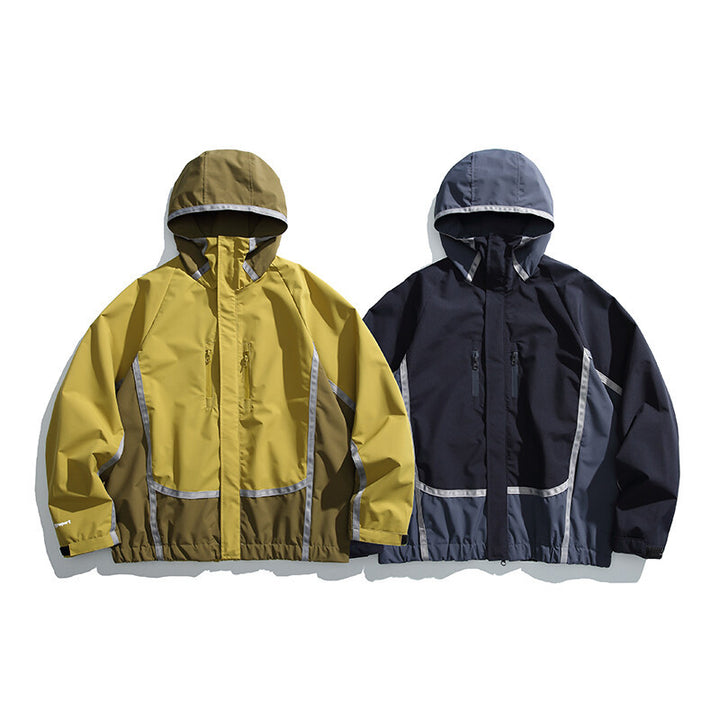 Unisex Wasserabweisende technische Kapuzenjacke mit Reflektorpaspeln und elastischem Saum Drune