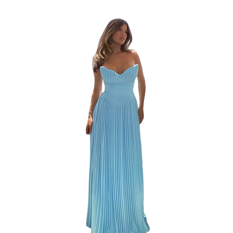 Damen Maxikleid mit strapazierfähigem Oberteil und eleganten Falten Drune