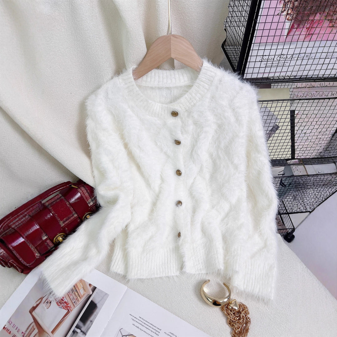 Damen kuschelige Strickjacke mit goldenen Knöpfen und weicher Viskosemischung Drune