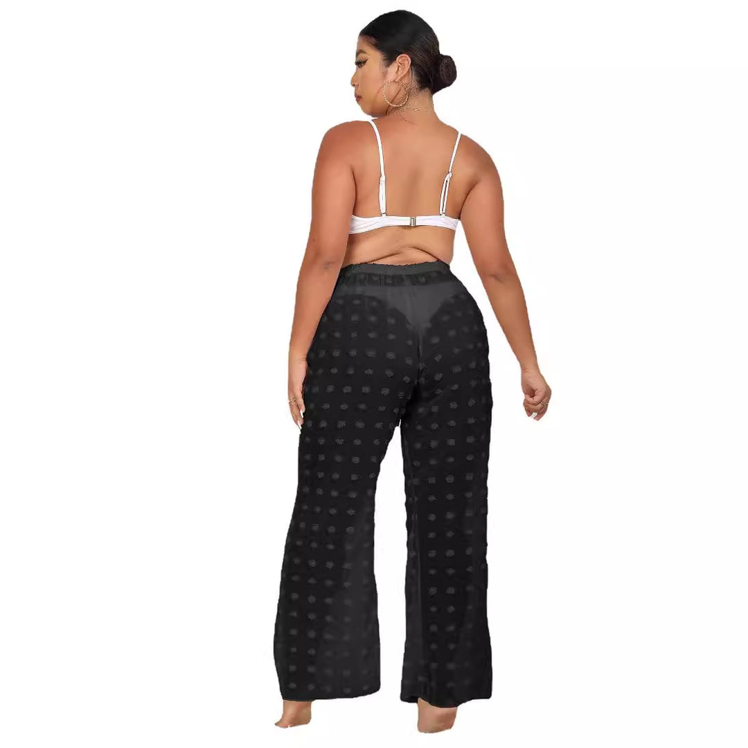 Damen luftige Strandhose mit voluminösen Pompom-Applikationen Drune