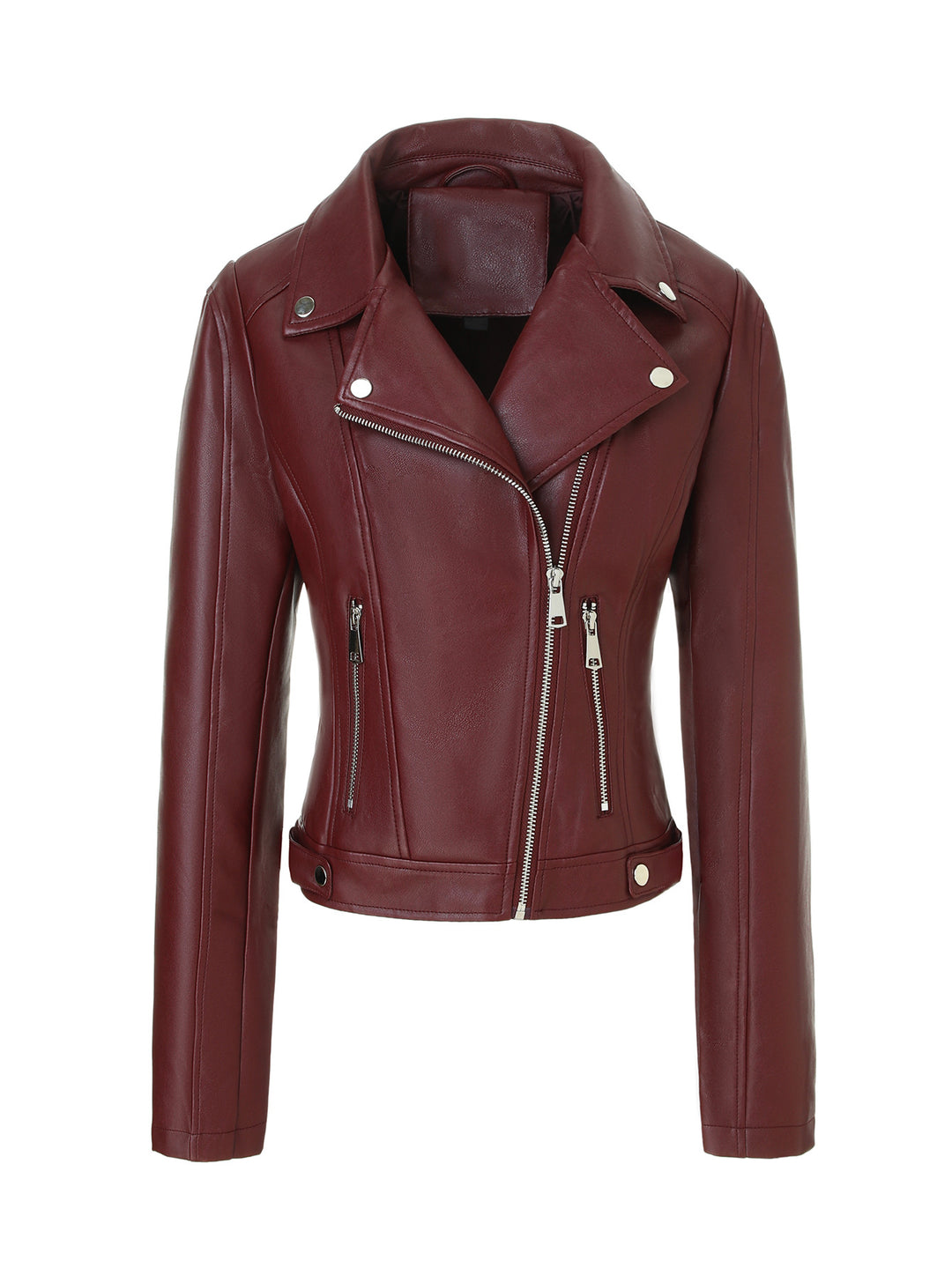 Damen Stylish Cropped Lederjacke Drune