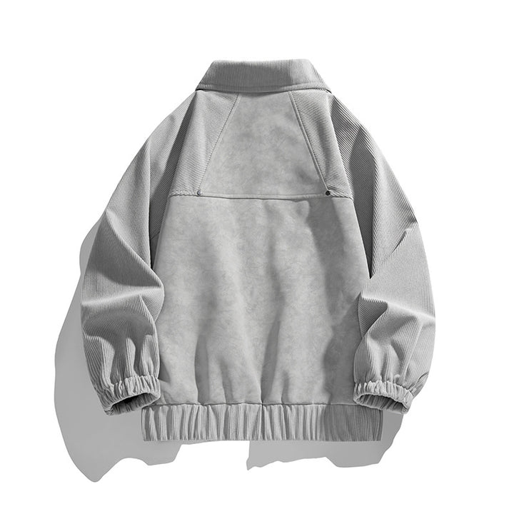 Herren Kunstvelours‑Bomberjacke im Oversize‑Boxy‑Cut mit Zwei‑Wege‑Reißverschluss & elastischem Saum Drune