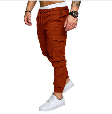 Herren nan taillierter Cargo-Jogger mit elastischem Bund, Kordelzug und aufgesetzten Taschen Drune