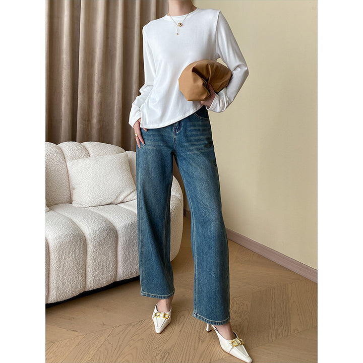 Damen Hochtaillierte Weitgeschnittene Jeans Drune