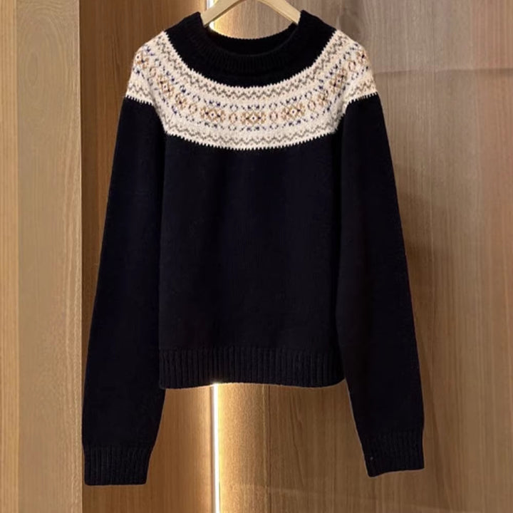 Damen Strickpullover mit kreativem Norweger-Muster Drune
