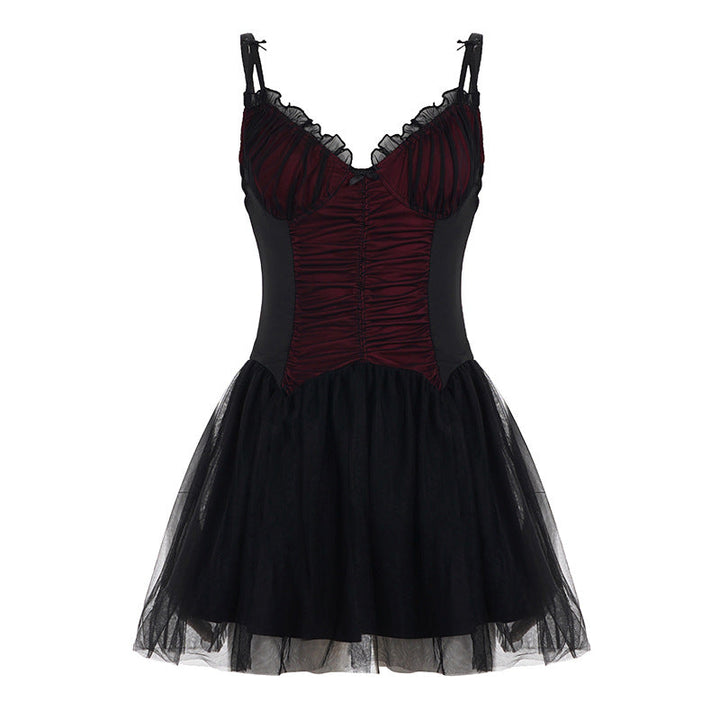 Damen Sexy Spitzenkleid im figurbetonten Design mit glänzendem Unterrock Drune