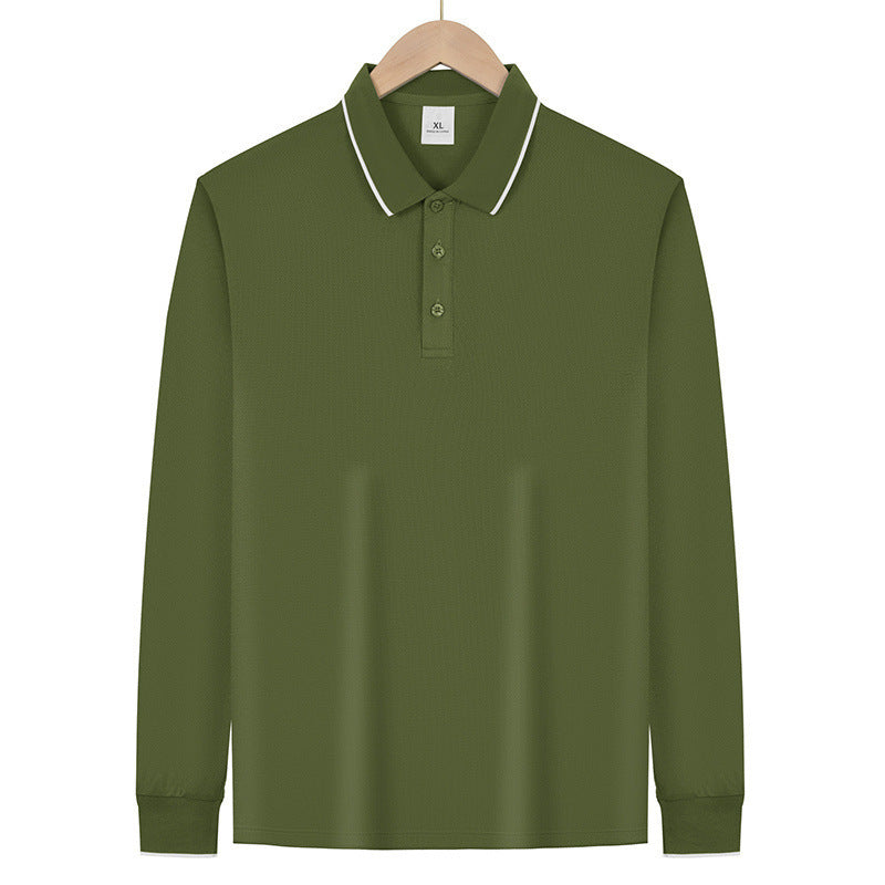 Herren Langärmeliges Funktions-Poloshirt mit Piquéstruktur und Kontrastkragen Drune