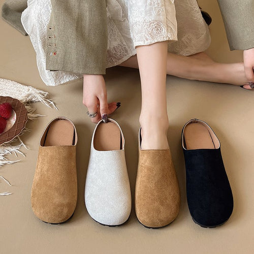Damen Casual Wildleder Clogs mit Komfort-Fußbett Drune