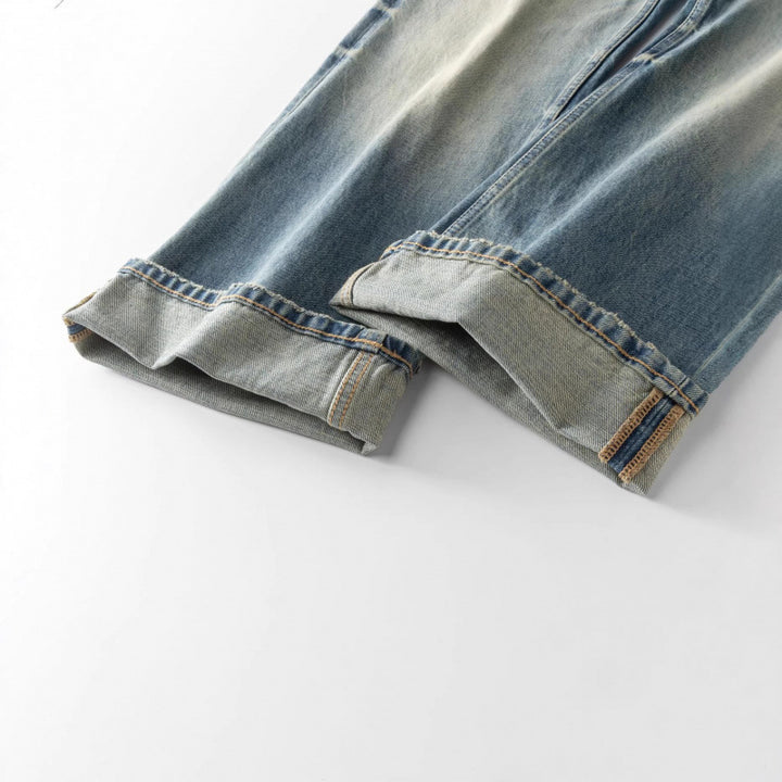 Damen Weitgeschnittene Straight‑Leg Jeans mit hoher Taille und Vintage‑Waschung Drune
