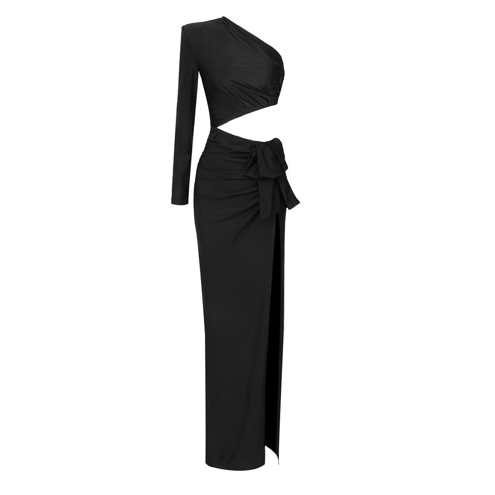 Damen Elegantes Maxikleid mit asymmetrischem Design und schwingendem Rock Drune