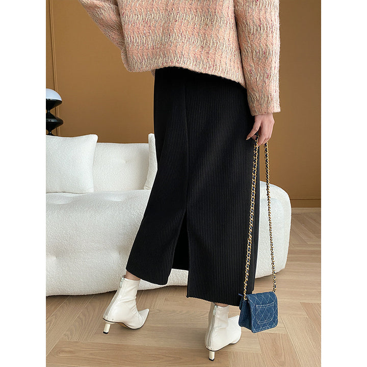 Damen Modische Bouclé-Jacke mit goldenen Knöpfen Drune