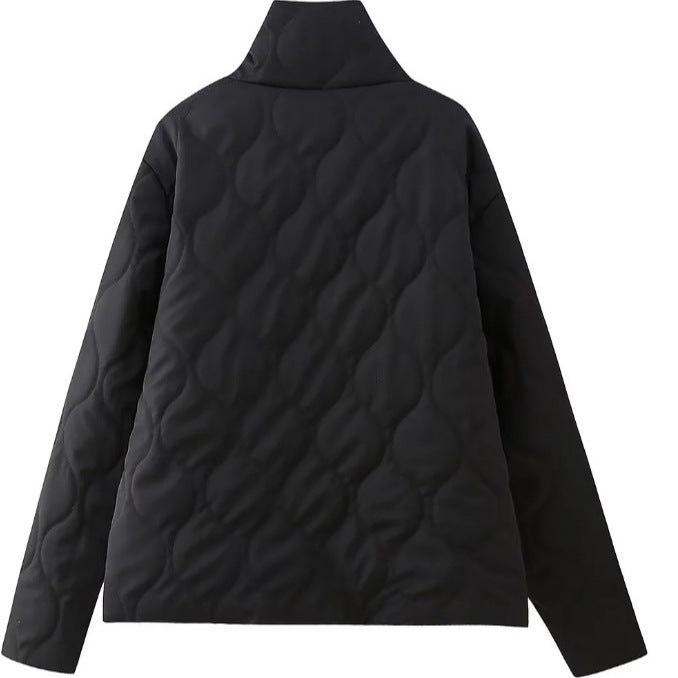Damen gesteppte Kurzjacke mit Stehkragen und Volant‑Taschen Drune