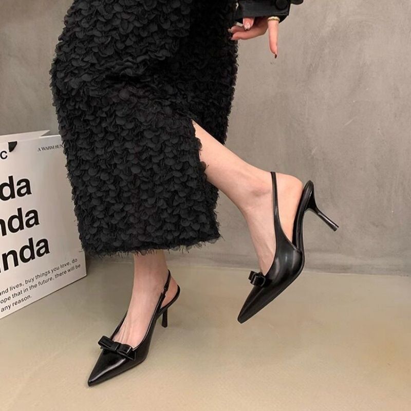 Damen elegante Slingback-Pumps mit zarter Schleifenverzierung Drune