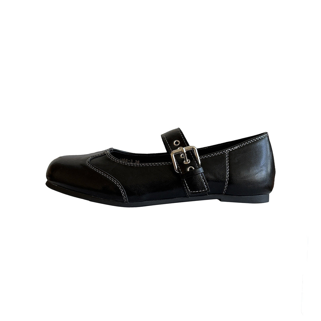 Damen Elegant verspielt Mary Jane Ballerinas mit dekorativem Riemen Drune