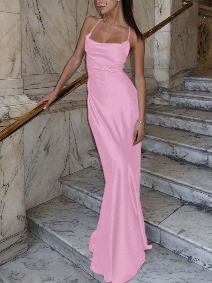 Damen Figurbetontes Maxikleid mit raffiniertem Cross-Back Design Drune