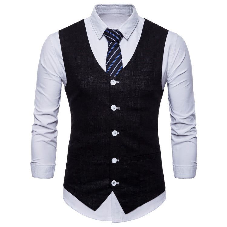 Herren elegante Anzugweste mit praktischen Taschen und detailliertem Design Drune