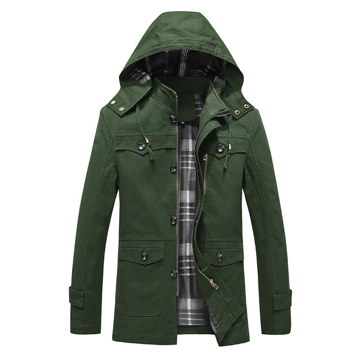Herren Übergangs-Canvasparka mit gesteppter Karofutter-Innenlage und Mehrfachtaschen Drune