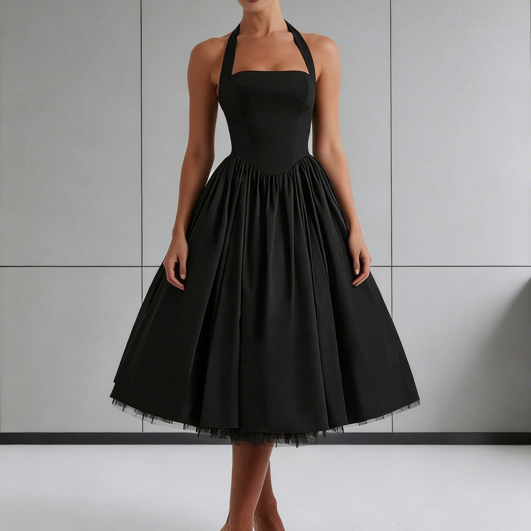 Damen Elegantes A-Linien Cocktailkleid mit schulterfreier Halterung und weichem Baumwollstoff Drune