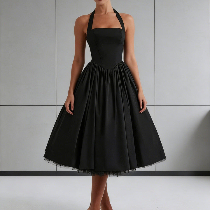 Damen Elegantes A-Linien Cocktailkleid mit schulterfreier Halterung und weichem Baumwollstoff Drune