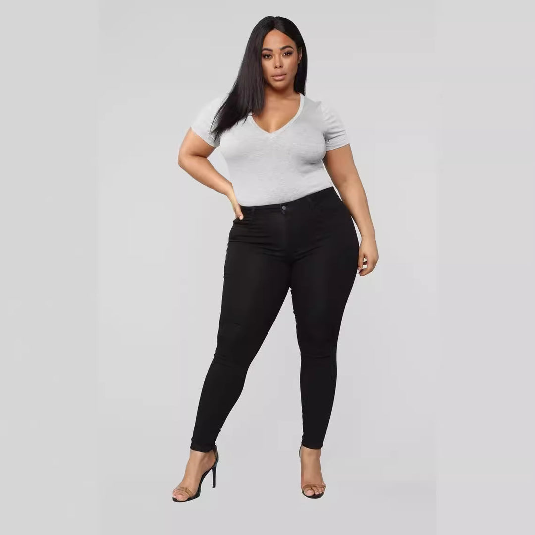 Damen High-Waist-Stretch-Skinny-Jeans für Curvy-Figuren Drune