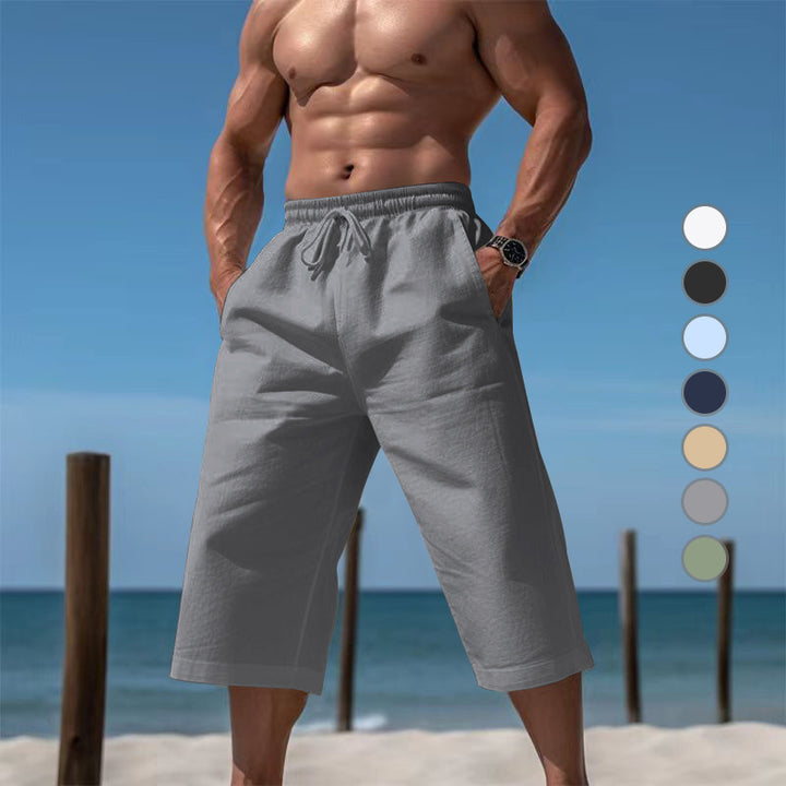 Herren nan lässige knielange Bermuda-Shorts mit elastischem Bund und Tunnelzug Drune