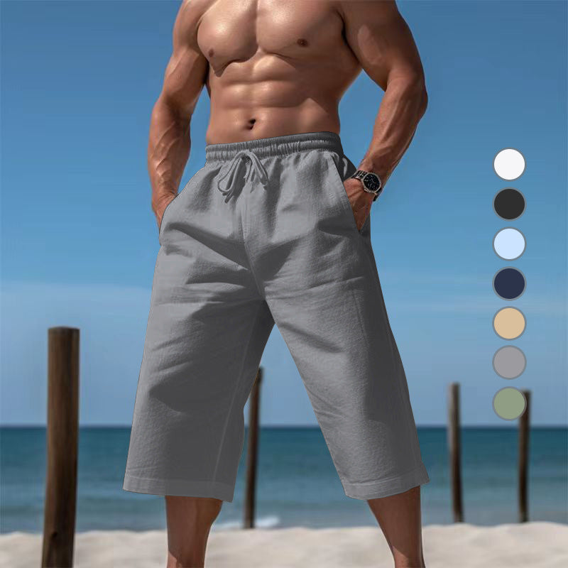 Herren nan lässige knielange Bermuda-Shorts mit elastischem Bund und Tunnelzug Drune