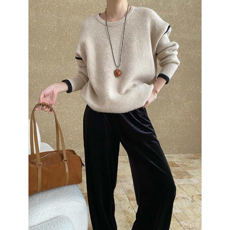 Damen eleganter Pullover mit strukturiertem Schnitt und moderner Akzent Drune