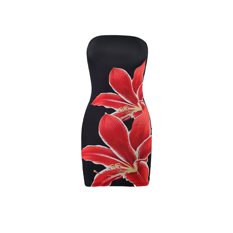 Damen Minikleid mit floralem Print und figurbetontem Schnitt Drune