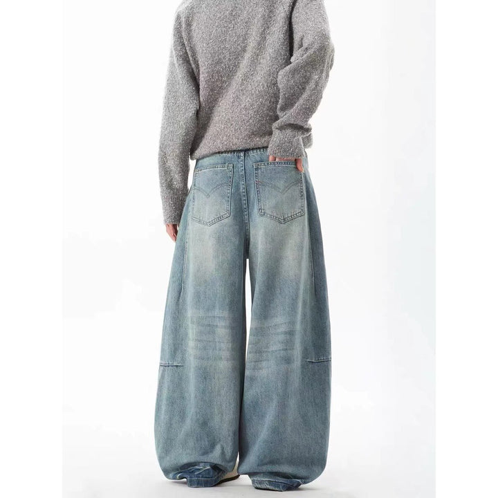 Damen Extraweite Vintage-Baggy-Jeans mit extra tiefem Schritt, entspannter Silhouette und used Waschung Drune