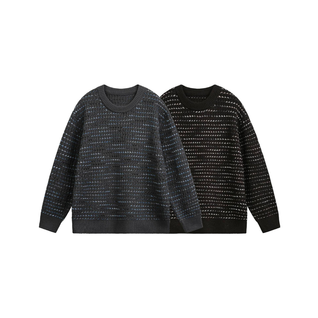Damen Grobgestrickter Oversize-Pullover mit Rundhalsausschnitt und Strukturstreifen Drune