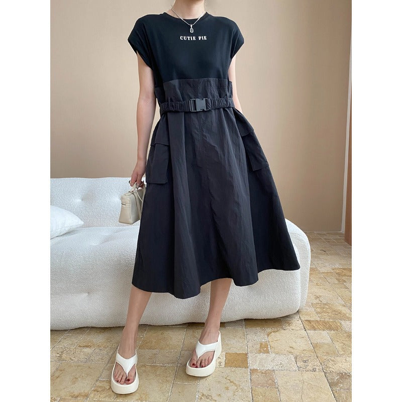 Damen Kleid mit modischem Gürtel und praktischen Taschen Drune