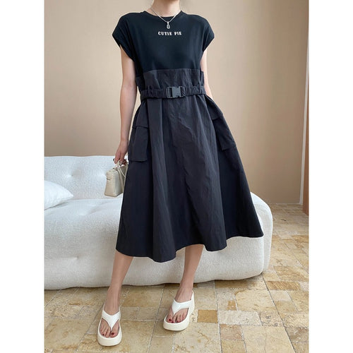 Damen Kleid mit modischem Gürtel und praktischen Taschen Drune