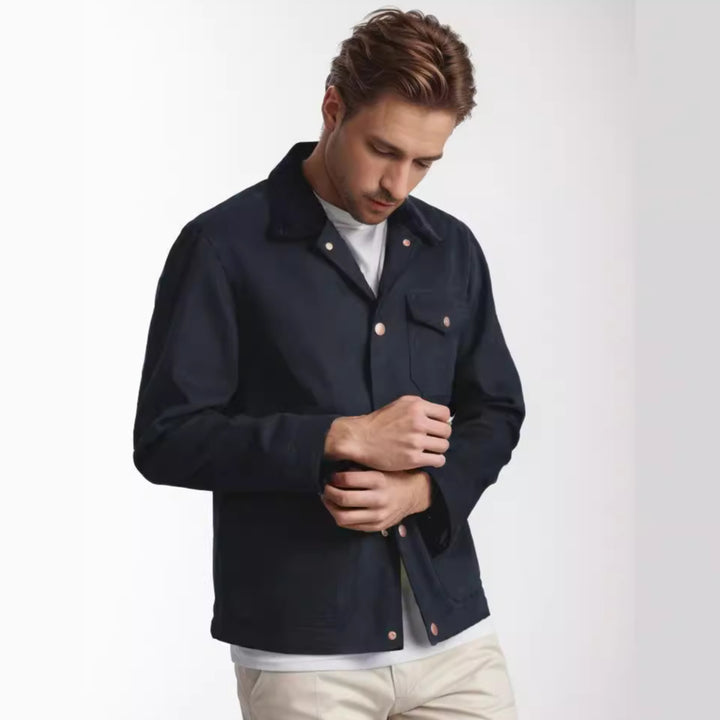Herren robuste Canvas-Chorejacke mit Cordkragen und aufgesetzten Pattentaschen Drune